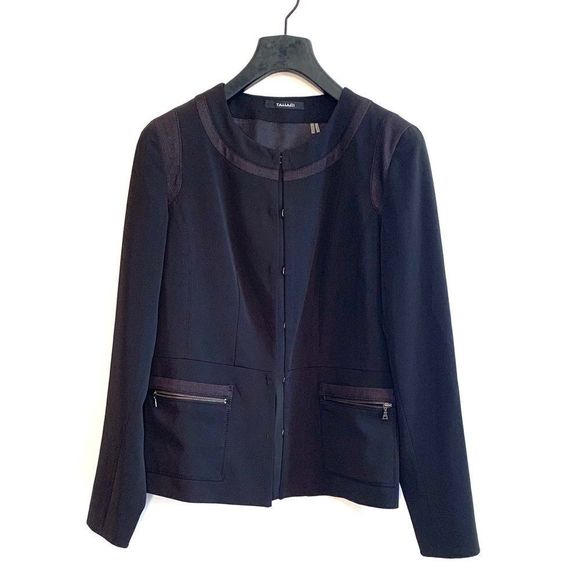 [Tahari] Black Double Zipper Pocket Blazer - 10 - Picture 2 of 8